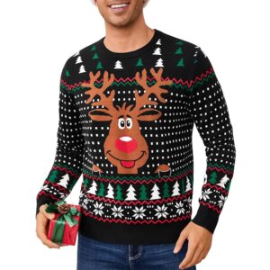 Leversic Maglione Natalizio Uomo Maglioni Natali Ugly Sweater Invernale Pullover in
