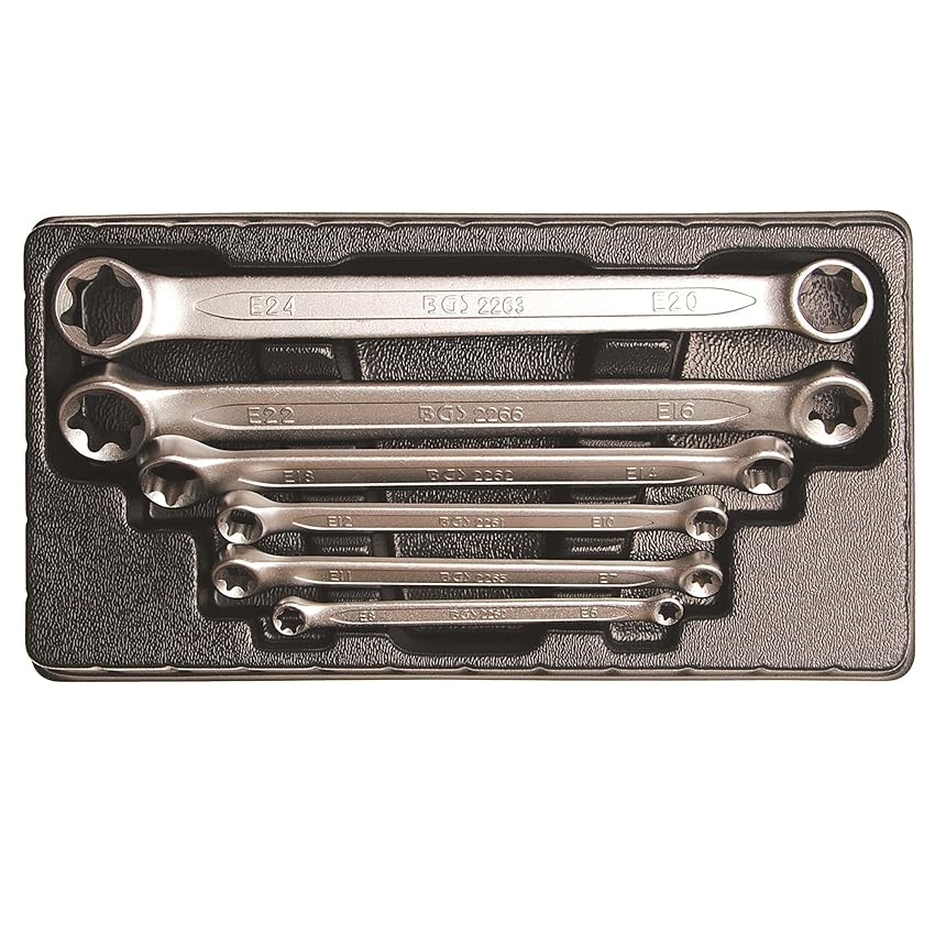 BGS 2268 | Set di chiavi a doppio anello con teste ad anello e profilo E | E6 x E8 BGS 2268 | Set di chiavi a doppio anello con teste ad anello e profilo E | E6 x E8