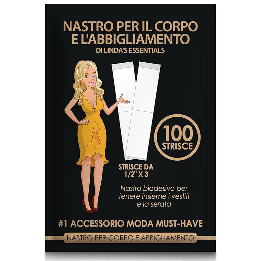 Linda's Essentials Nastro biadesivo Extra forte per tessuti Fashion Tape (confezione da 100) Linda's Essentials Nastro biadesivo Extra forte per tessuti Fashion Tape (confezione da 100)