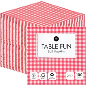 Talking Tables 100 x Confezione sfusa di tovaglioli di carta a quadretti rossi morbidi per compleanni