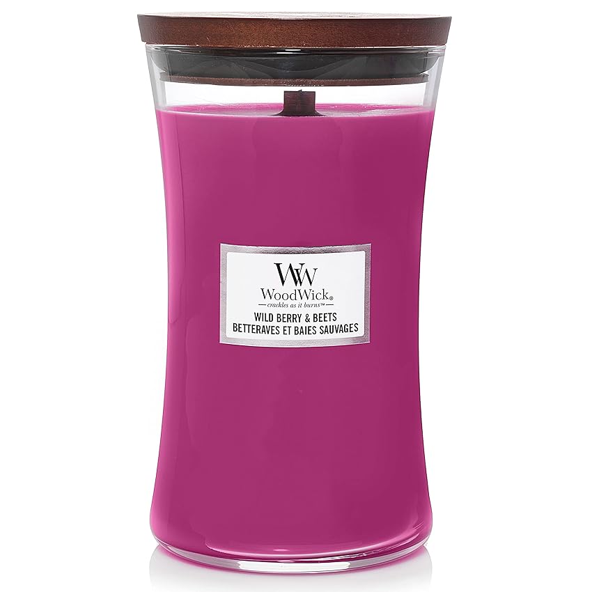 WoodWick candela grande profumata con stoppino scoppiettante | Wild Berry & Beets| WoodWick candela grande profumata con stoppino scoppiettante | Wild Berry & Beets|
