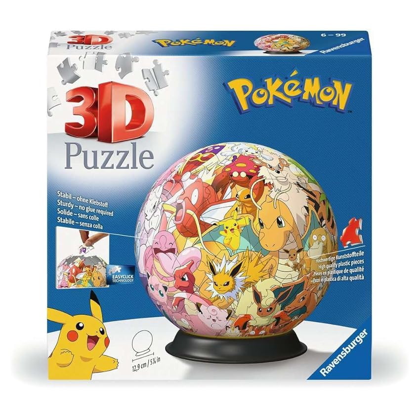 Ravensburger - Puzzle 3d Pokemon Kanto Region | Puzzle 3d Bambini 6 Anni O Più | Pokeball