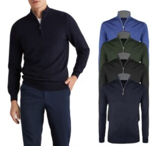 Maglione uomo Lana Cashmere Invernale Con Zip Maglia Maglioncino Cardigan VEQUE