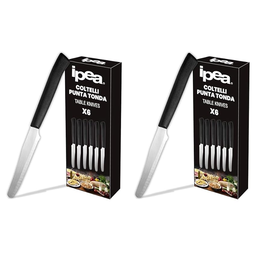 IPEA Coltelli da Tavola per Bistecca e Carne punta Tonda- Set da 6