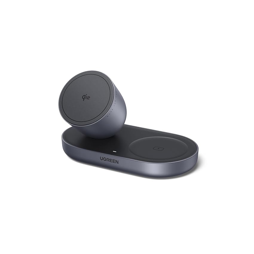 UGREEN Zapix Qi2 15W Caricatore Wireless 2 in 1 per iPhone Ergonomico Certificato