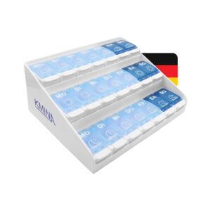 KMINA Porta Pillole Settimanale a 7 Scomparti (3 dosi al giorno)