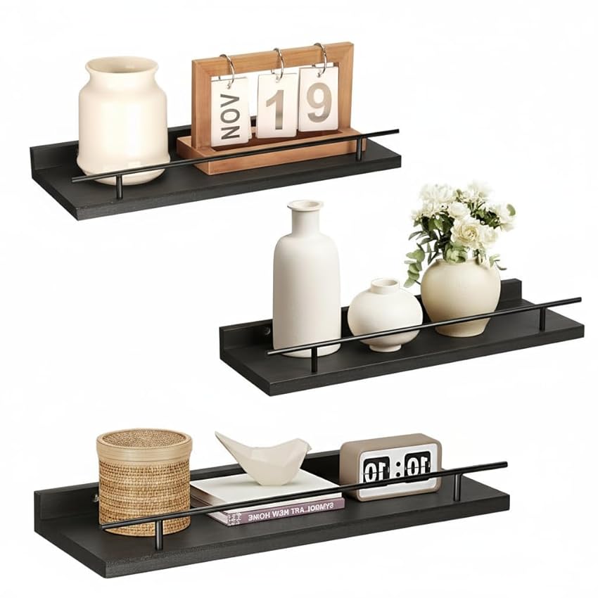 VINATO Set di 3 Mensole da Muro 40x15x4.5CM per Cucina Soggiorno Ufficio e Camera da Letto VINATO Set di 3 Mensole da Muro 40x15x4.5CM per Cucina Soggiorno Ufficio e Camera da Letto