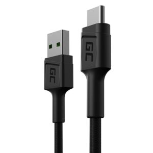 Green Cell Cavo USB-A - USB-C Tipo C 0.3m Cavo di ricarica nero Compatibile con Samsung