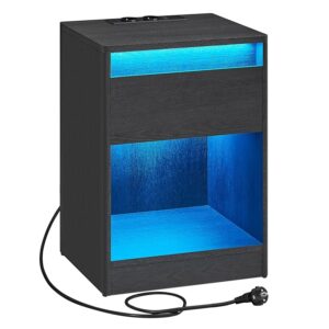 VASAGLE KAILYN Collezione - Comodino a LED con Stazione di Ricarica