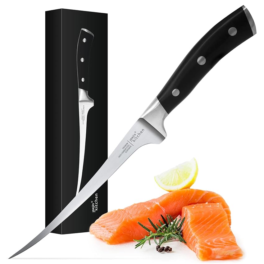 Joejis Coltello cucina 32cm inox Coltello per sfilettare pesce per disossare con impugnatura