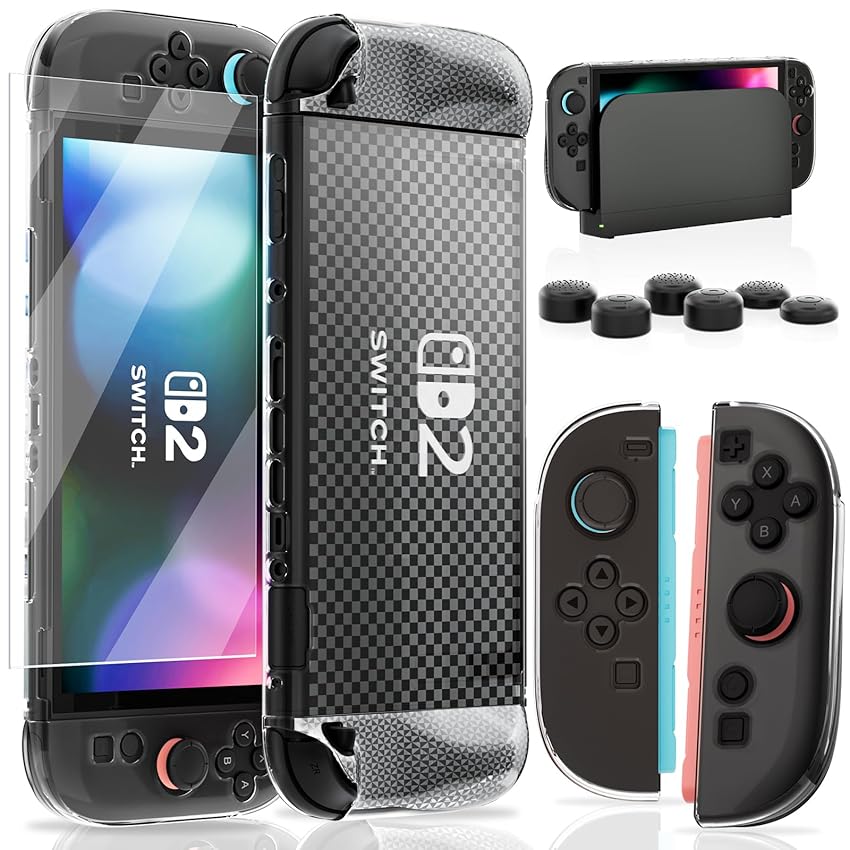 HEYSTOP Custodia per Nintendo Switch 2 Dockable Clear Soft TPU Cover Protettiva per