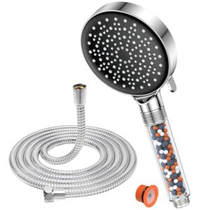 YEAUPE Soffione Doccia con Filtro Anticalcare 6 Funzioni - Tubo 1.6m