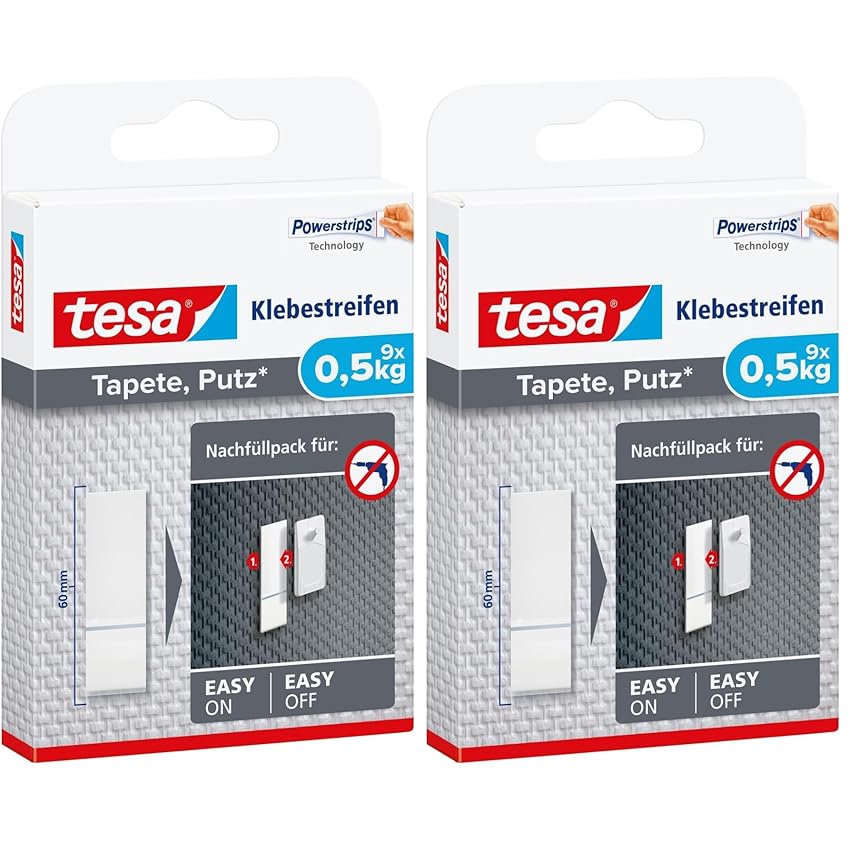 Tesa Adhesive Strips for Wallpaper & Plaster 0.5kg (Confezione da 2)