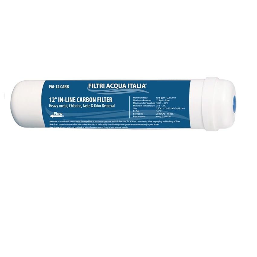 Filtri Acqua Italia Filtro in linea a Carbone attivo 12 Pollici micron 5