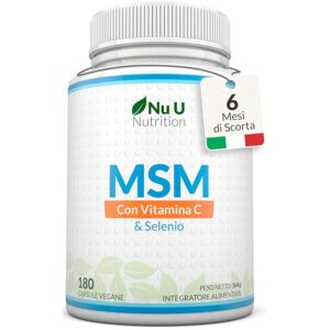 MSM Puro Vitamina C & Selenio - 180 Capsule Vegane - 600mg di MSM per Capsula