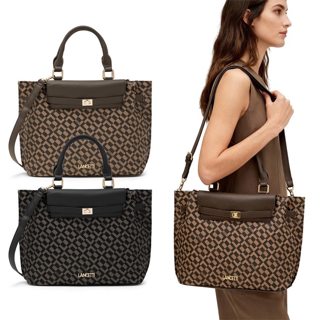 Borsa a mano donna LANCETTI mod. TOKAI 1 pelle PU tracolla a spalla elegante