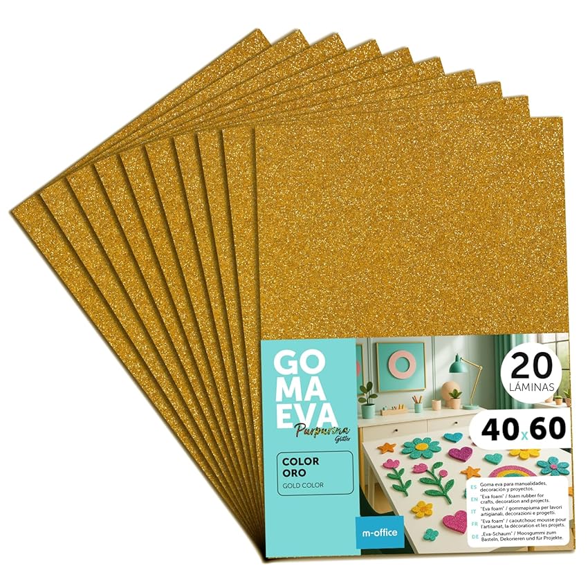 m-office Fogli di Gomma Eva Colorata Glitterata