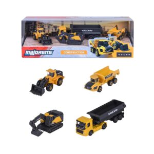 Majorette – Volvo Construction 4 Pieces Giftpack – Set Veicoli da Cantiere in Metallo