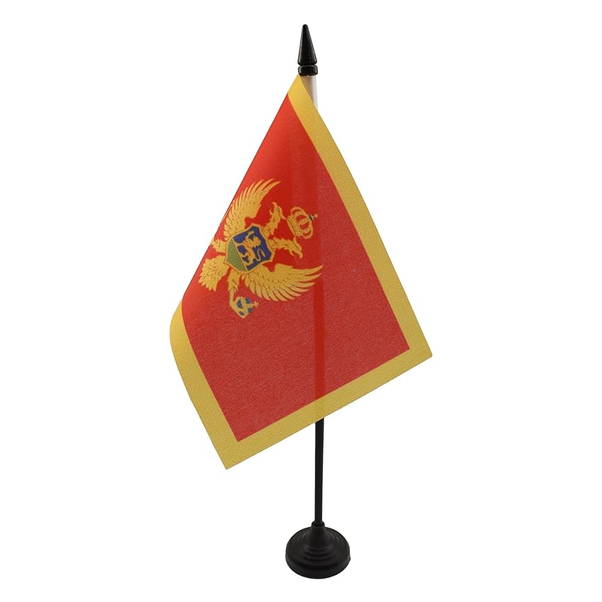 AZ FLAG Bandiera Da Tavolo Montenegro 15X10Cm - Piccola Bandierina Montenegrina 10 X 15 Cm