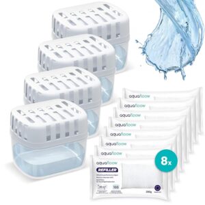 Aquafloow 4x Deumidificatori + 8x Granuli in un sacchetto di ricarica da 280 g