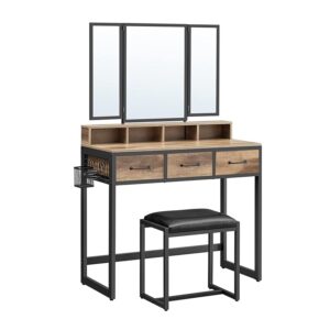 VASAGLE Toeletta con sgabello imbottito