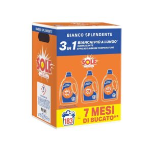 Sole Detersivo Lavatrice Bianco splendente 183 Lavaggi