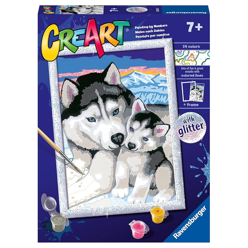 Ravensburger - Creart Serie D: Husky | Dipingere Con I Numeri Bambini 18x24cm | Giochi Ravensburger - Creart Serie D: Husky | Dipingere Con I Numeri Bambini 18x24cm | Giochi