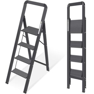 KINGRACK Scaletta 4 Gradini Pieghevole in Alluminio