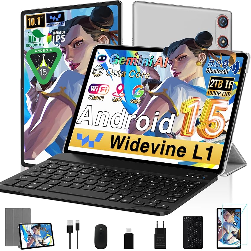 Tablet 10 Pollici Android 15 ｜ 64GB ROM + 2TB TF｜5G WiFi 6｜Octa