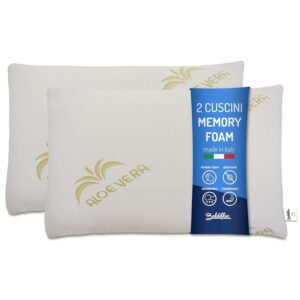 Baldiflex Emporio Coppia di Cuscini Saponetta Memory Foam Aloe Vera Altezza 11 cm Rigido