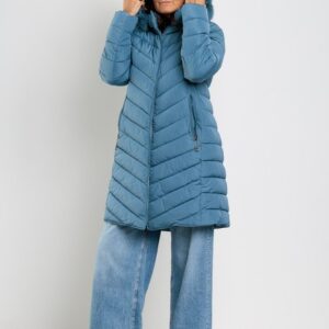 Piumino Donna Lungo Invernale Giubbotto Imbottito Con Cappuccio Giacca VEQUE