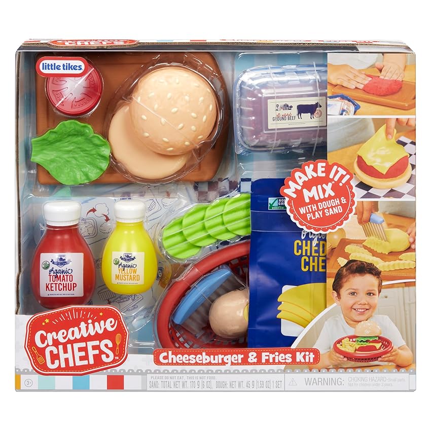 Little Tikes Creative Chefs Cheeseburger and Fries Kit - Include kit di miscelazione