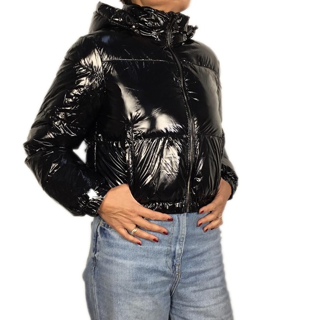 Piumino Donna Lucido Invernale Giubbotto Corto Bomber Imbottito Giacca VEQUE