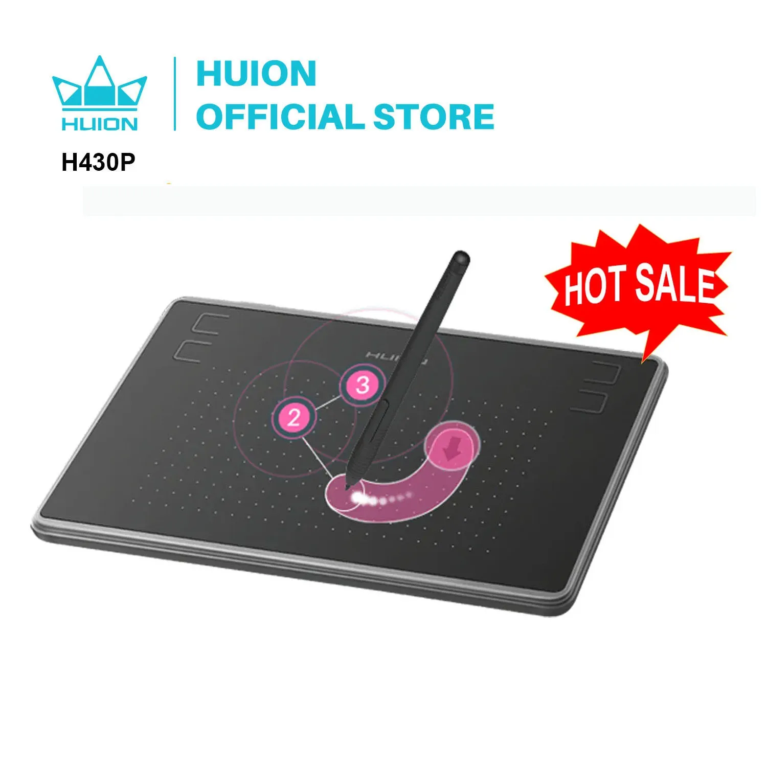 HUION H430P Tavolette digitali Micro USB Firma Grafica Disegno Penna Tablet OSU Gioco
