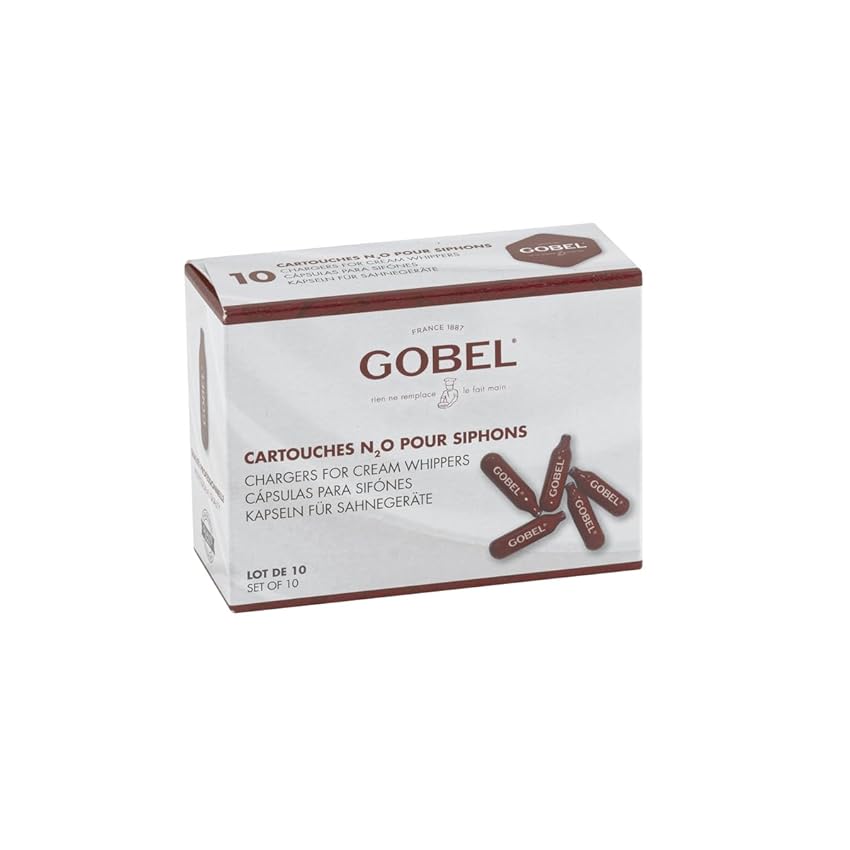 GOBEL - Confezione da 10 cartucce di gas N₂0 per sifoni - Successiva salse crema chantilly