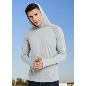 Camicia da uomo con cappuccio UPF 50+ protezione solare a maniche lunghe Rash Guard