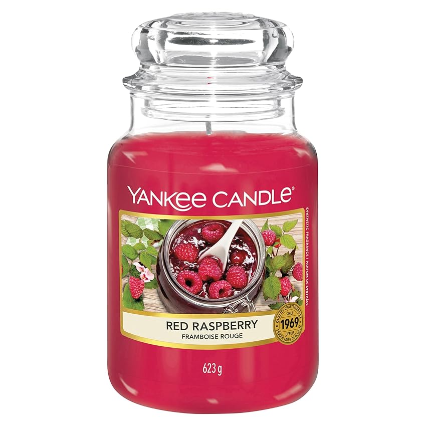 Yankee Candle Candela profumata in giara grande | Lampone rosso | Durata Fino a 150 Yankee Candle Candela profumata in giara grande | Lampone rosso | Durata Fino a 150
