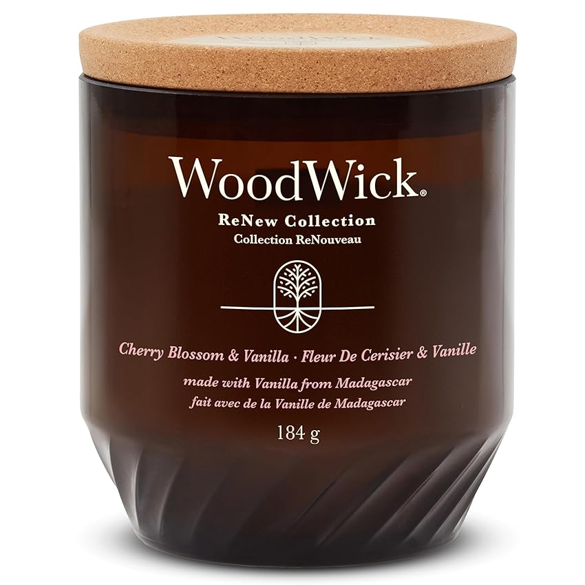 WoodWick ReNew Candela profumata con stoppino scoppiettante | Candela media di Cherry