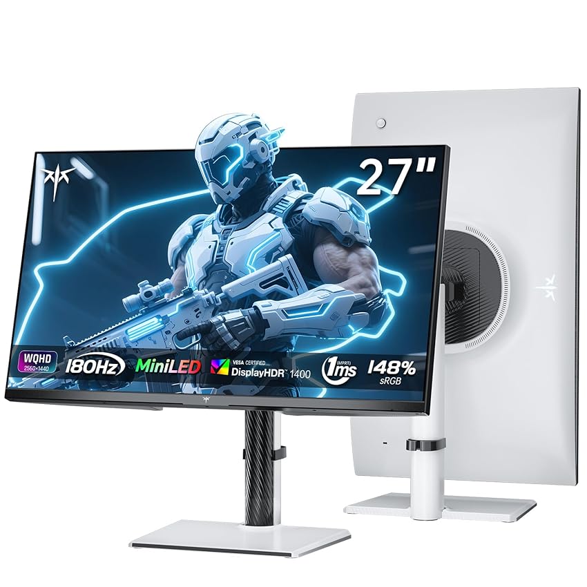 KTC Monitor Mini LED | 27 Pollici | 2K@180Hz QHD 2560x1440P | VESA Display HDR1400