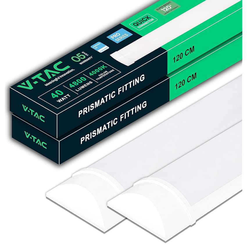 V-TAC 2x Plafoniera LED Lineare da Soffitto 120 CM - 40W - Chip Samsung