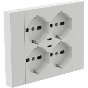 Electraline 22107 Multipresa da incasso Quadra 4 Posti Universali P40 + 2 USB