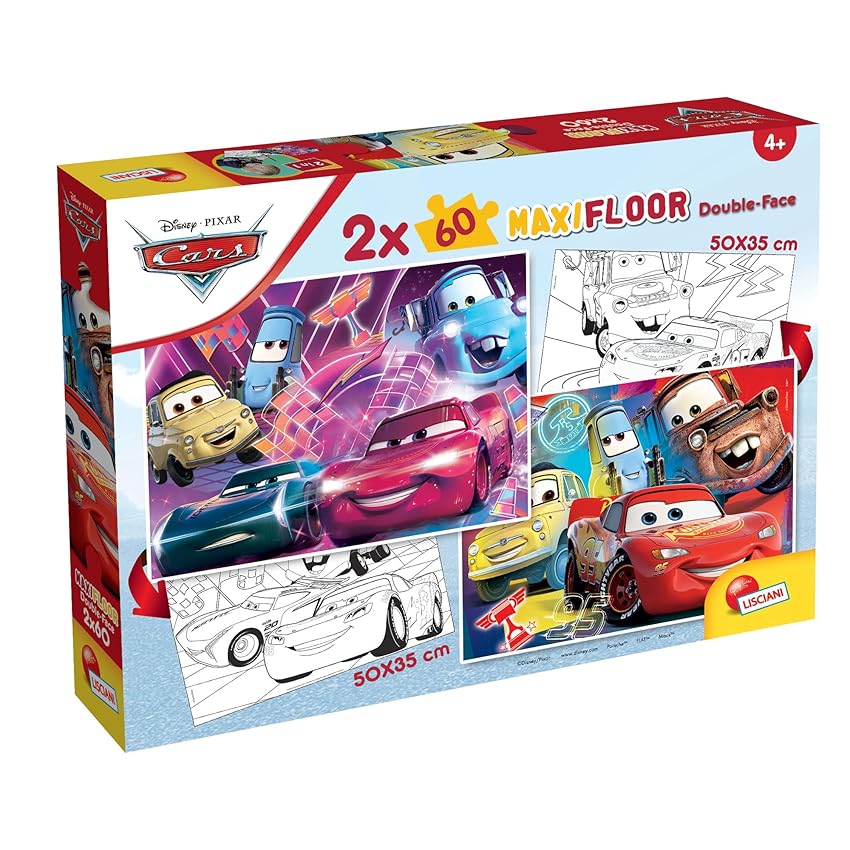 Liscianigiochi- Saetta McQueen Disney Puzzle DF Maxifloor 2 x 60 Cars