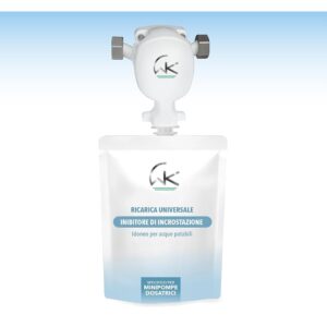 WK – Mini Pompa Dosatrice di Polifosfato per Caldaia con Attacchi in Linea Ruotabili
