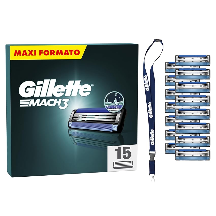 Gillette Mach3 Base 15 Lamette Di Ricambio Per Rasoio Barba Mach 3