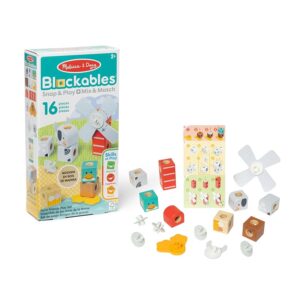 Melissa & Doug Blockables Amici della Fattoria – Set di Costruzioni in Legno con Blocchi