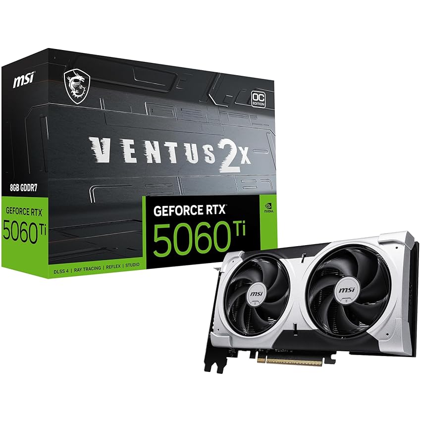 MSI Gaming RTX 5060 Ti 8G Ventus 2X OC Plus - Scheda grafica (8 GB GDDR7) MSI Gaming RTX 5060 Ti 8G Ventus 2X OC Plus - Scheda grafica (8 GB GDDR7)
