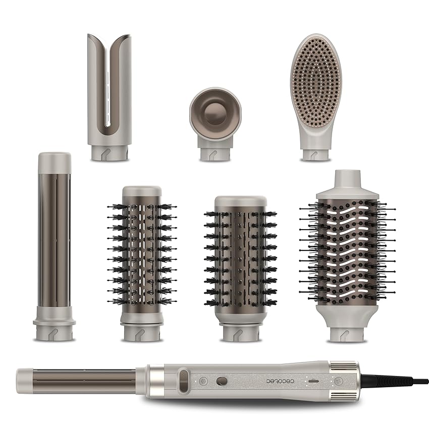 Cecotec Modella Capelli 8 Teste CeramicCare 8in1 AirGlam Gyro Champagne. 1500W