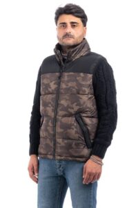 Smanicato Uomo Invernale Bicolore Piumino Giubbotto Imbottito Giubbino Veque