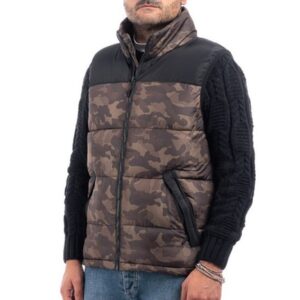 Smanicato Uomo Invernale Bicolore Piumino Giubbotto Imbottito Giubbino Veque