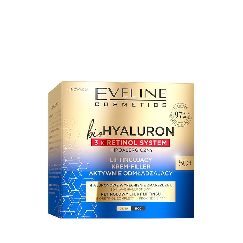Eveline Cosmetics Biohyaluron 3xRetinol Sistema Crema Anti-Aging con Acido Ialuronico & Triplo Retinolo Eveline Cosmetics Biohyaluron 3xRetinol Sistema Crema Anti-Aging con Acido Ialuronico & Triplo Retinolo